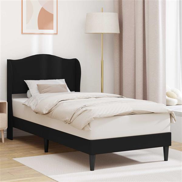 Grote foto vidaxl bedframe met hoofdeinde zwart 100 x 200 cm kunstleer antiek en kunst stoelen en banken