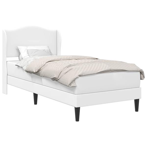 Grote foto vidaxl bedframe met hoofdeinde wit 90 x 200 cm kunstleer antiek en kunst stoelen en banken