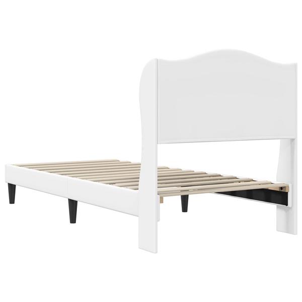 Grote foto vidaxl bedframe met hoofdeinde wit 90 x 200 cm kunstleer antiek en kunst stoelen en banken