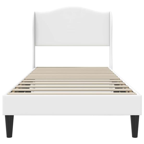 Grote foto vidaxl bedframe met hoofdeinde wit 90 x 190 cm kunstleer antiek en kunst stoelen en banken