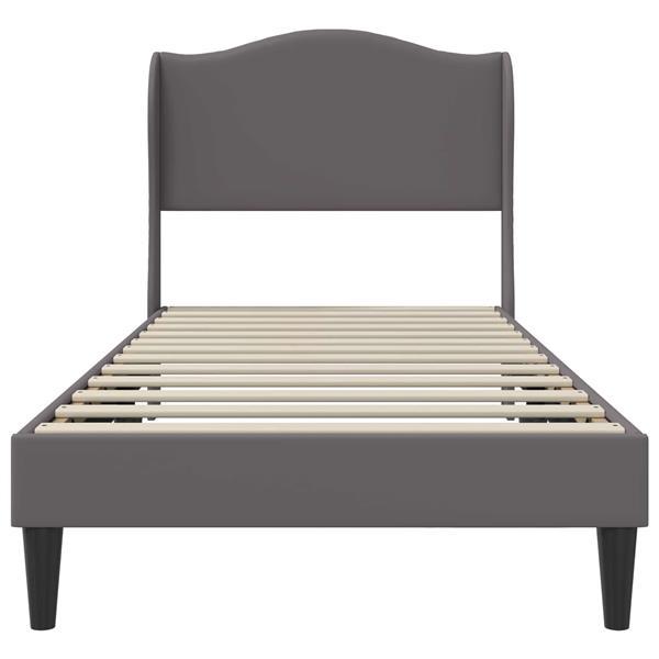Grote foto vidaxl bedframe met hoofdeinde grijs 90 x 190 cm kunstleer antiek en kunst stoelen en banken