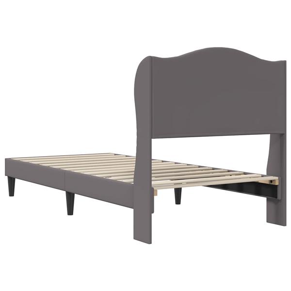 Grote foto vidaxl bedframe met hoofdeinde grijs 90 x 190 cm kunstleer antiek en kunst stoelen en banken