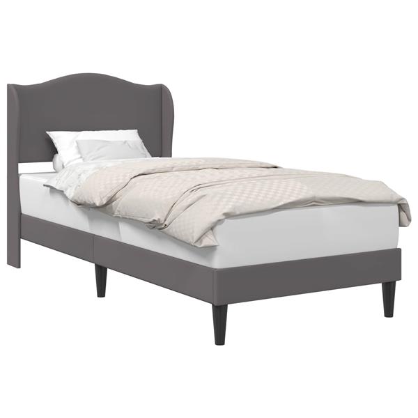 Grote foto vidaxl bedframe met hoofdeinde grijs 80 x 200 cm kunstleer antiek en kunst stoelen en banken