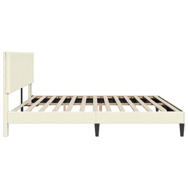 Grote foto vidaxl bedframe met hoofdeinde cr mekleurig 200 x 200 cm katoen stof antiek en kunst stoelen en banken