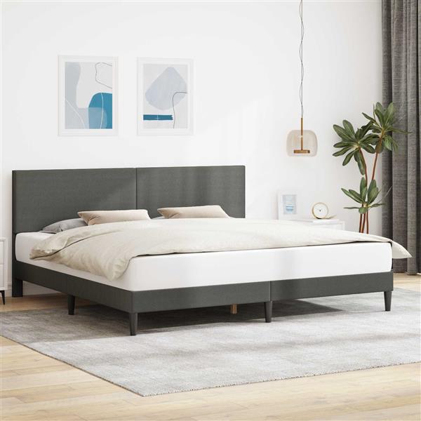 Grote foto vidaxl bedframe met hoofdeinde donkergrijs 200 x 200 cm katoen stof antiek en kunst stoelen en banken