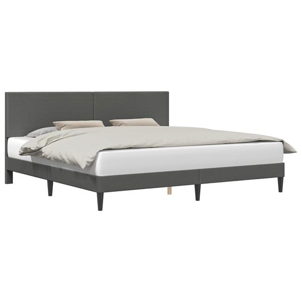 Grote foto vidaxl bedframe met hoofdeinde donkergrijs 180 x 200 cm katoen stof antiek en kunst stoelen en banken