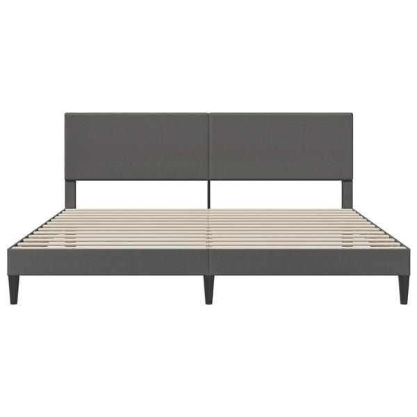 Grote foto vidaxl bedframe met hoofdeinde donkergrijs 180 x 200 cm katoen stof antiek en kunst stoelen en banken