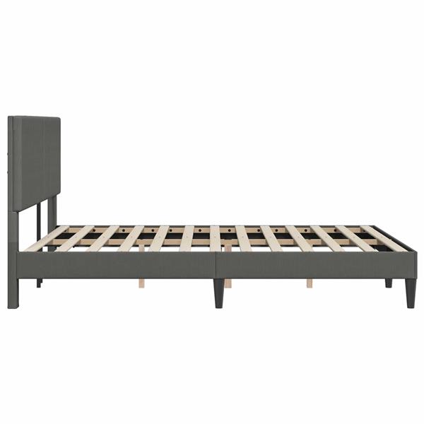 Grote foto vidaxl bedframe met hoofdeinde donkergrijs 160 x 200 cm katoen stof antiek en kunst stoelen en banken