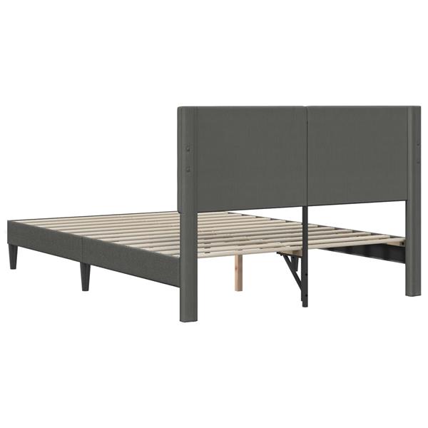 Grote foto vidaxl bedframe met hoofdeinde donkergrijs 160 x 200 cm katoen stof antiek en kunst stoelen en banken