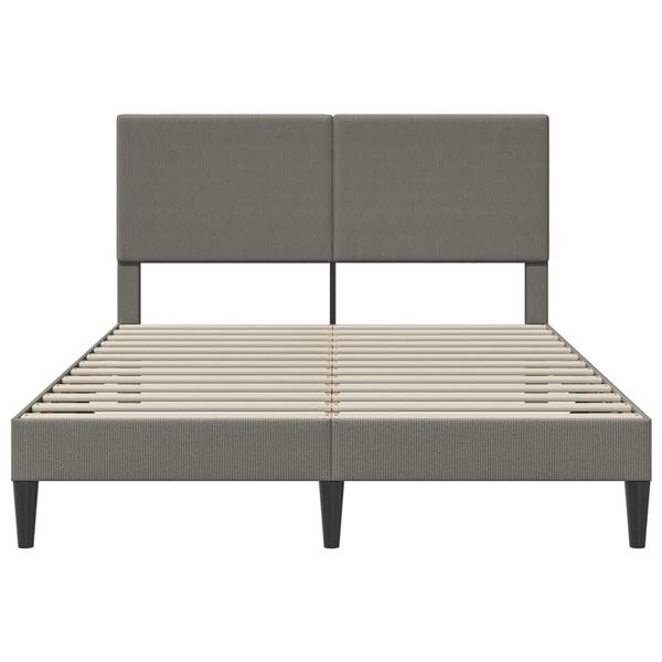 Grote foto vidaxl bedframe met hoofdeinde lichtgrijs 160 x 200 cm katoen stof antiek en kunst stoelen en banken