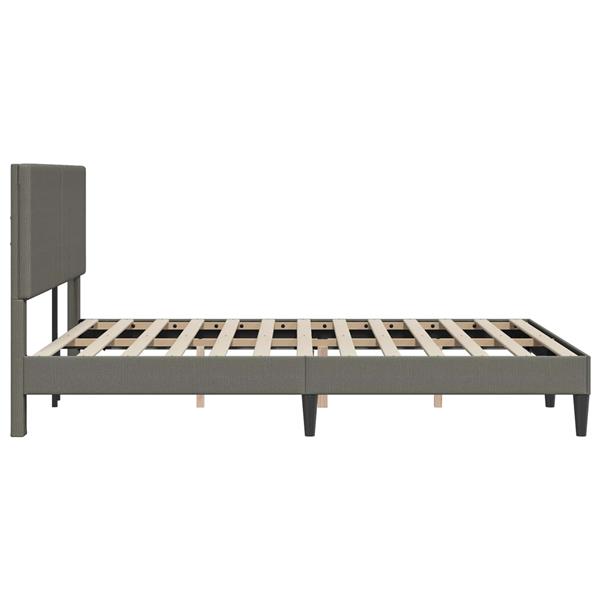 Grote foto vidaxl bedframe met hoofdeinde lichtgrijs 160 x 200 cm katoen stof antiek en kunst stoelen en banken