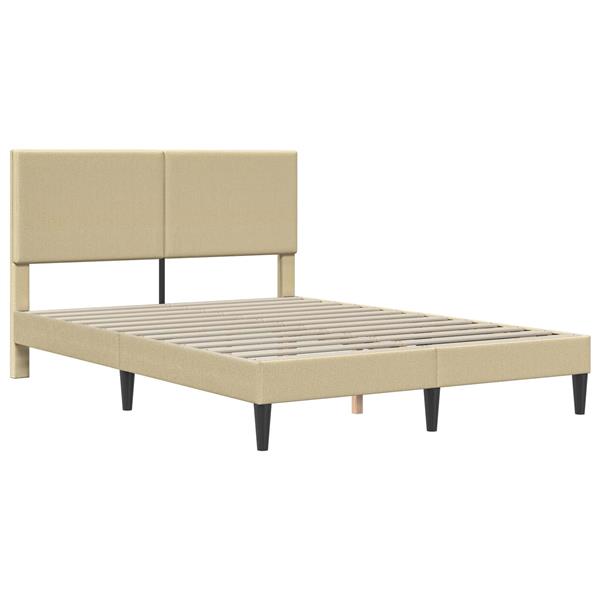 Grote foto vidaxl bedframe lichtgroen grijs 140 x 190 cm katoen stof antiek en kunst stoelen en banken