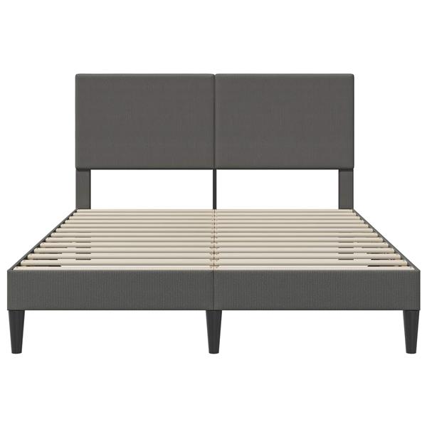 Grote foto vidaxl bedframe met hoofdeinde donkergrijs 120 x 200 cm katoen stof antiek en kunst stoelen en banken