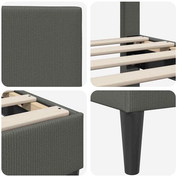 Grote foto vidaxl bedframe met hoofdeinde donkergrijs 120 x 200 cm katoen stof antiek en kunst stoelen en banken
