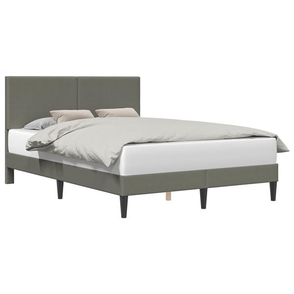Grote foto vidaxl bedframe met hoofdeinde lichtgrijs 120 x 200 cm katoen stof antiek en kunst stoelen en banken