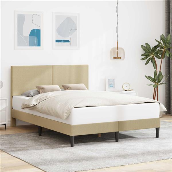 Grote foto vidaxl bedframe lichtgroen grijs 120 x 190 cm katoen stof antiek en kunst stoelen en banken