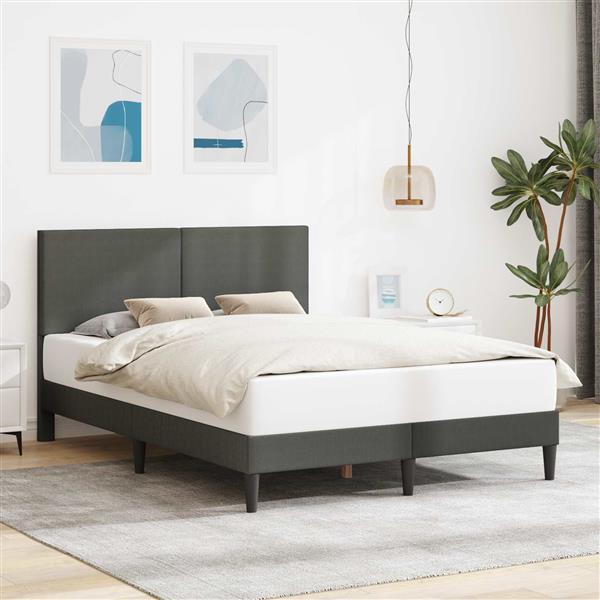 Grote foto vidaxl bedframe met hoofdeinde donkergrijs 120 x 190 cm katoen stof antiek en kunst stoelen en banken