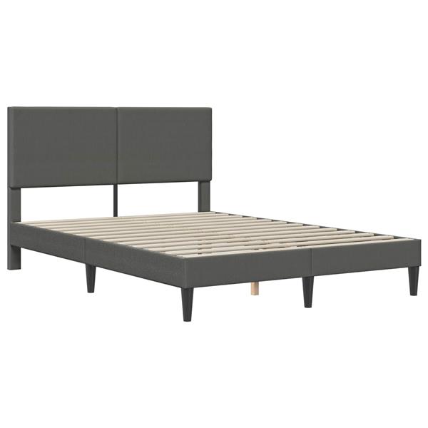 Grote foto vidaxl bedframe met hoofdeinde donkergrijs 120 x 190 cm katoen stof antiek en kunst stoelen en banken