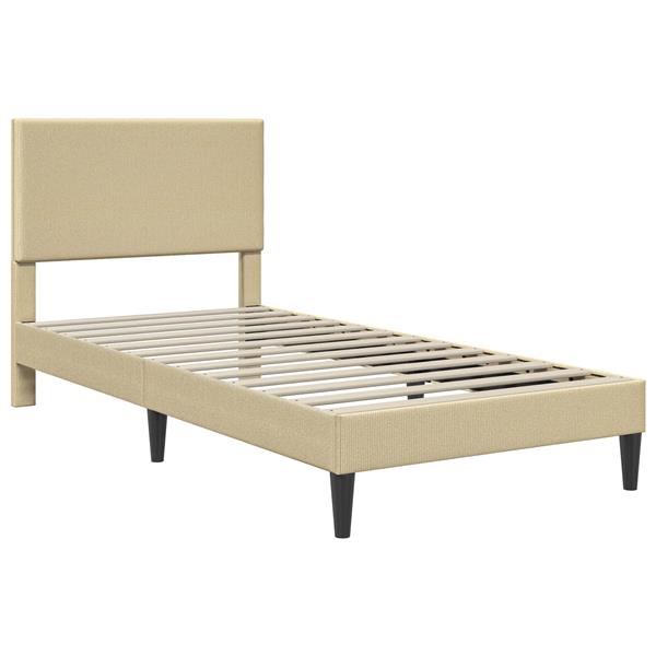 Grote foto vidaxl bedframe lichtgroen grijs 90 x 190 cm katoen stof antiek en kunst stoelen en banken