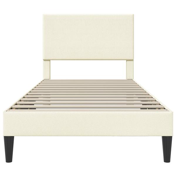 Grote foto vidaxl bedframe met hoofdeinde cr mekleurig 90 x 190 cm katoen stof antiek en kunst stoelen en banken