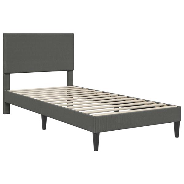 Grote foto vidaxl bedframe met hoofdeinde donkergrijs 90 x 190 cm katoen stof antiek en kunst stoelen en banken
