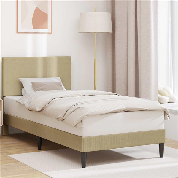Grote foto vidaxl bedframe lichtgroen grijs 80 x 200 cm katoen stof antiek en kunst stoelen en banken