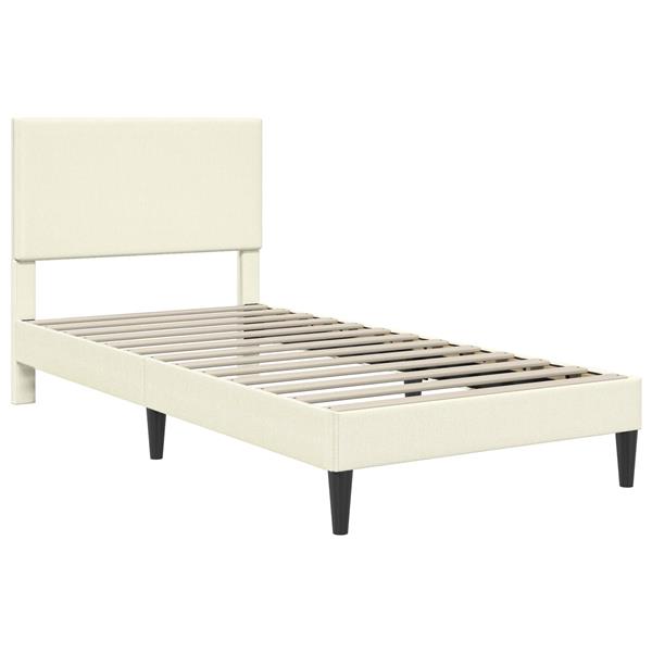 Grote foto vidaxl bedframe met hoofdeinde cr mekleurig 80 x 200 cm katoen stof antiek en kunst stoelen en banken