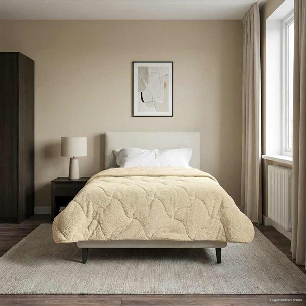 Grote foto vidaxl zomer dekbed cr me 140 x 220 cm microfiber en teddy fleece huis en inrichting bedden