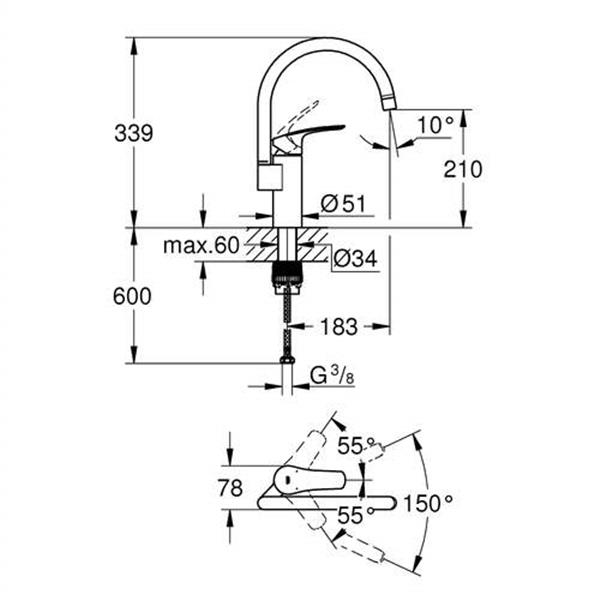 Grote foto grohe eurosmart keukenmengkraan chroom doe het zelf en verbouw sanitair