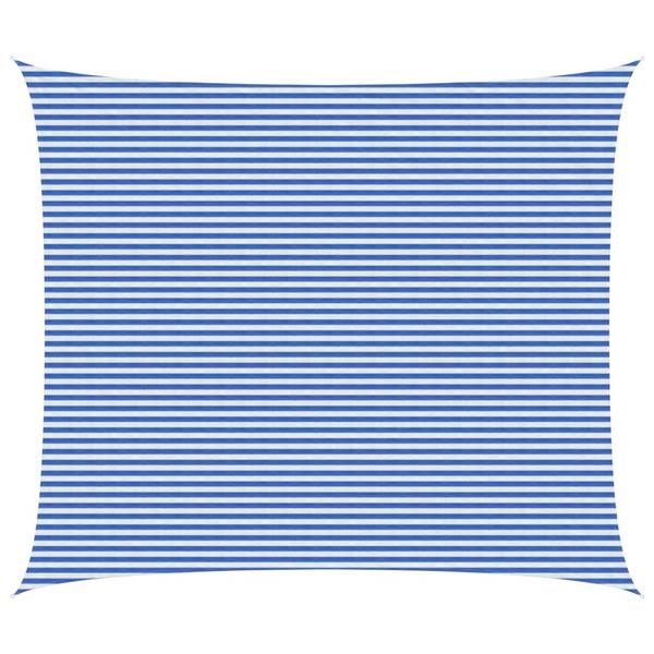 Grote foto vidaxl zonneschaduwzeil blauw en wit 6 x 7 m hdpe tuin en terras overige tuin en terras