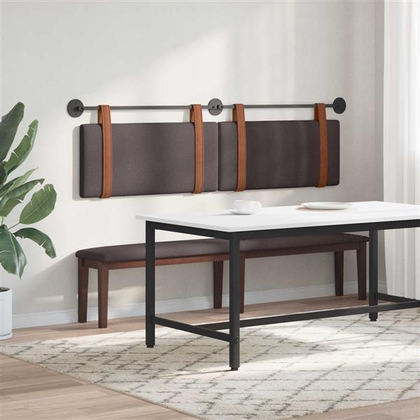 Grote foto vidaxl hangend hoofdbord donkerbruin antiek pu antiek en kunst stoelen en banken
