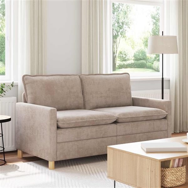 Grote foto vidaxl bank beige 156 x 81 x 87 5 cm polyester huis en inrichting bankstellen
