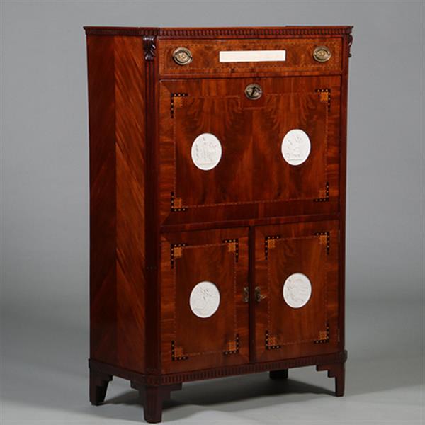 Grote foto secretaire abattant of klepbureau met 4 biscuit panelen prachtig ingelegd ca 1790 no.260650 antiek en kunst overige in antiek gebruiksvoorwerpen