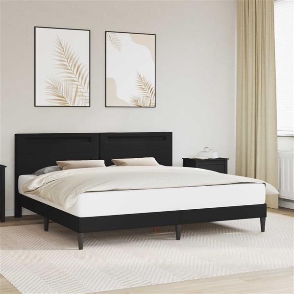 Grote foto vidaxl bedframe met led stripverlichting zwart 200 x 200 cm kunstleer antiek en kunst stoelen en banken