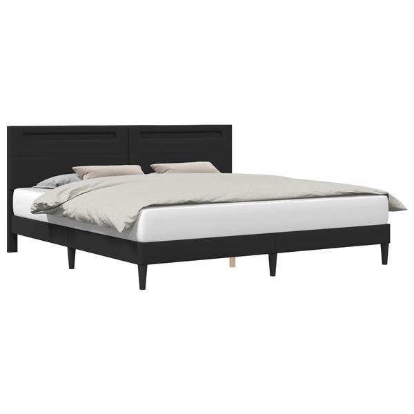 Grote foto vidaxl bedframe met led stripverlichting zwart 200 x 200 cm kunstleer antiek en kunst stoelen en banken