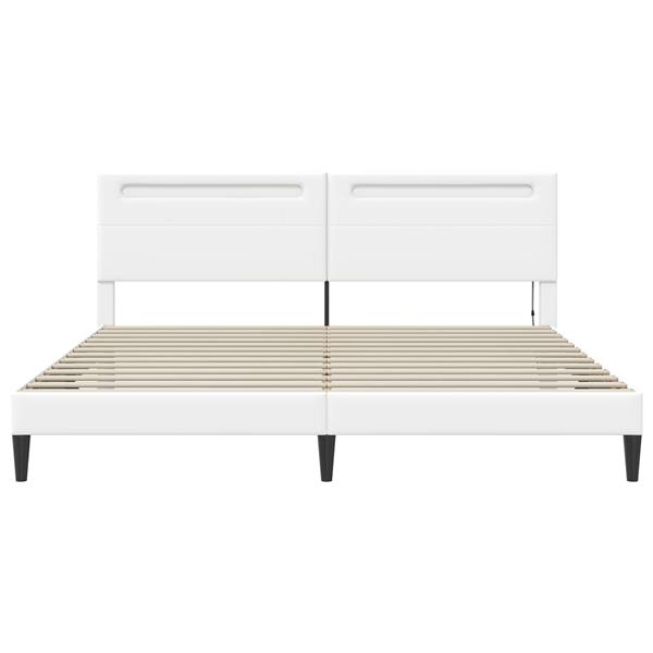 Grote foto vidaxl bedframe met led stripverlichting wit 180 x 200 cm kunstleer antiek en kunst stoelen en banken