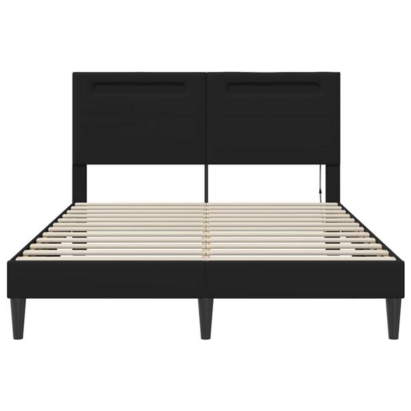 Grote foto vidaxl bedframe met led stripverlichting zwart 160 x 200 cm kunstleer antiek en kunst stoelen en banken