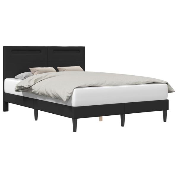 Grote foto vidaxl bedframe met led stripverlichting zwart 140 x 200 cm kunstleer antiek en kunst stoelen en banken