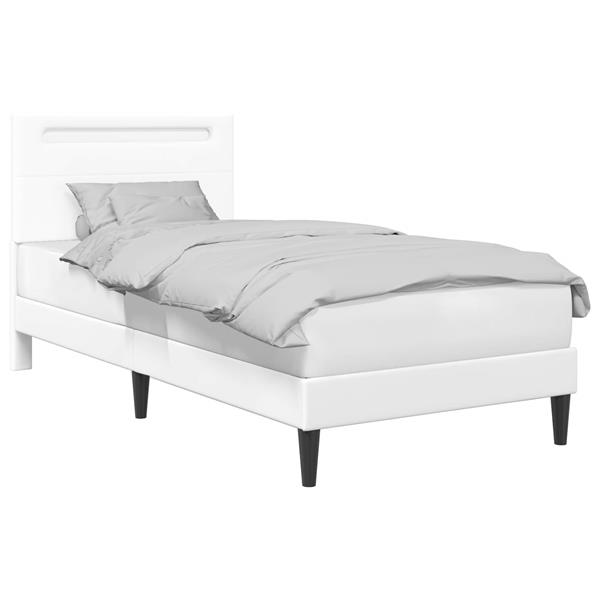 Grote foto vidaxl bedframe met led stripverlichting wit 100 x 200 cm kunstleer antiek en kunst stoelen en banken