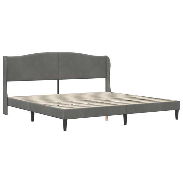 Grote foto vidaxl bedframe met hoofdeinde donkergrijs 200 x 200 cm fluweel antiek en kunst stoelen en banken