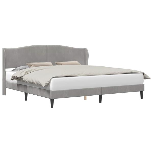 Grote foto vidaxl bedframe met hoofdeinde lichtgrijs 200 x 200 cm fluweel antiek en kunst stoelen en banken