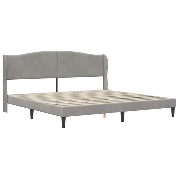 Grote foto vidaxl bedframe met hoofdeinde lichtgrijs 200 x 200 cm fluweel antiek en kunst stoelen en banken