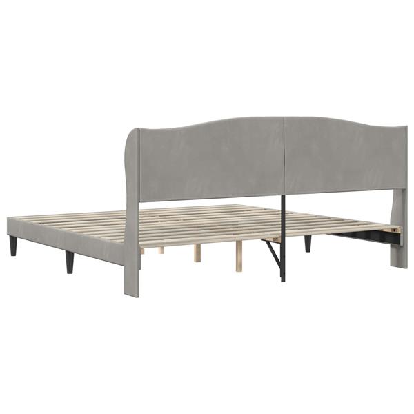 Grote foto vidaxl bedframe met hoofdeinde lichtgrijs 200 x 200 cm fluweel antiek en kunst stoelen en banken