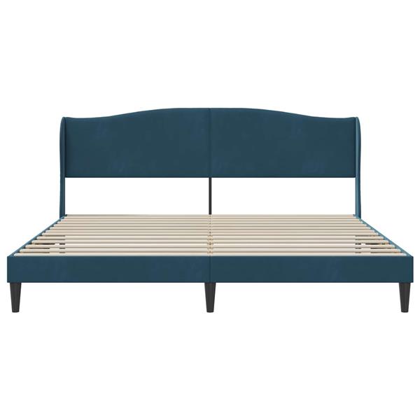 Grote foto vidaxl bedframe met hoofdeinde blauw 180 x 200 cm fluweel antiek en kunst stoelen en banken