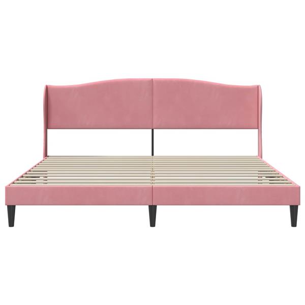 Grote foto vidaxl bedframe met hoofdeinde roze 180 x 200 cm fluweel antiek en kunst stoelen en banken