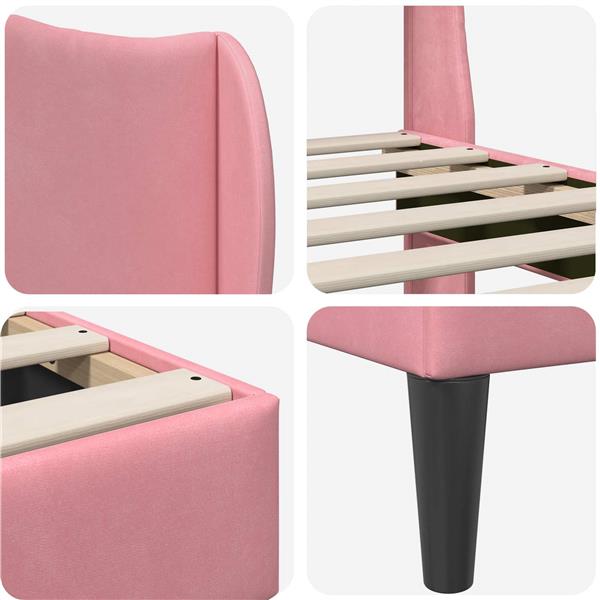 Grote foto vidaxl bedframe met hoofdeinde roze 180 x 200 cm fluweel antiek en kunst stoelen en banken