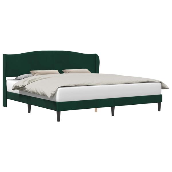 Grote foto vidaxl bedframe met hoofdeinde donkergroen 180 x 200 cm fluweel antiek en kunst stoelen en banken