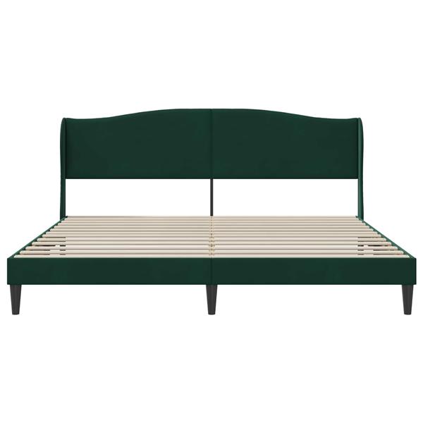 Grote foto vidaxl bedframe met hoofdeinde donkergroen 180 x 200 cm fluweel antiek en kunst stoelen en banken