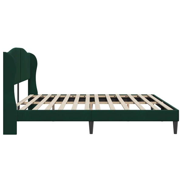 Grote foto vidaxl bedframe met hoofdeinde donkergroen 180 x 200 cm fluweel antiek en kunst stoelen en banken