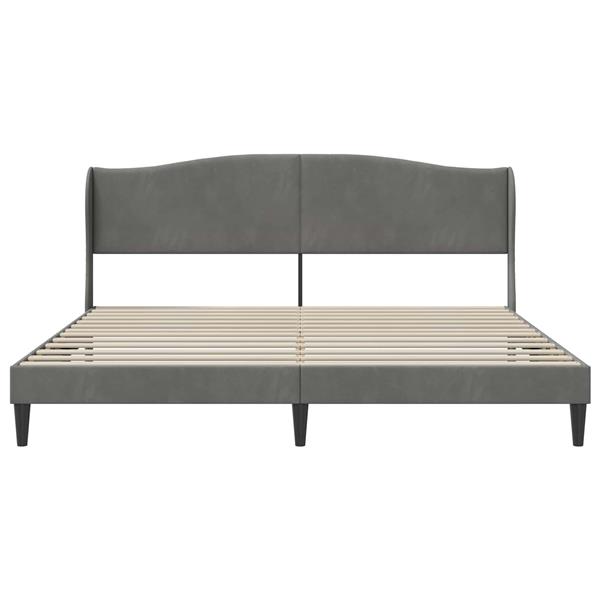 Grote foto vidaxl bedframe met hoofdeinde donkergrijs 180 x 200 cm fluweel antiek en kunst stoelen en banken